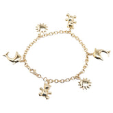 K18YG イエローゴールド イルカ テディベア ウニ モチーフ チェーンブレスレット レディース 【中古】